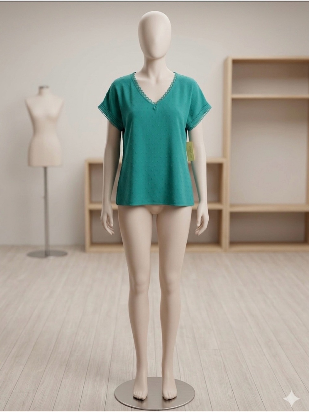 Teal V-Neck Short Sleeve Top